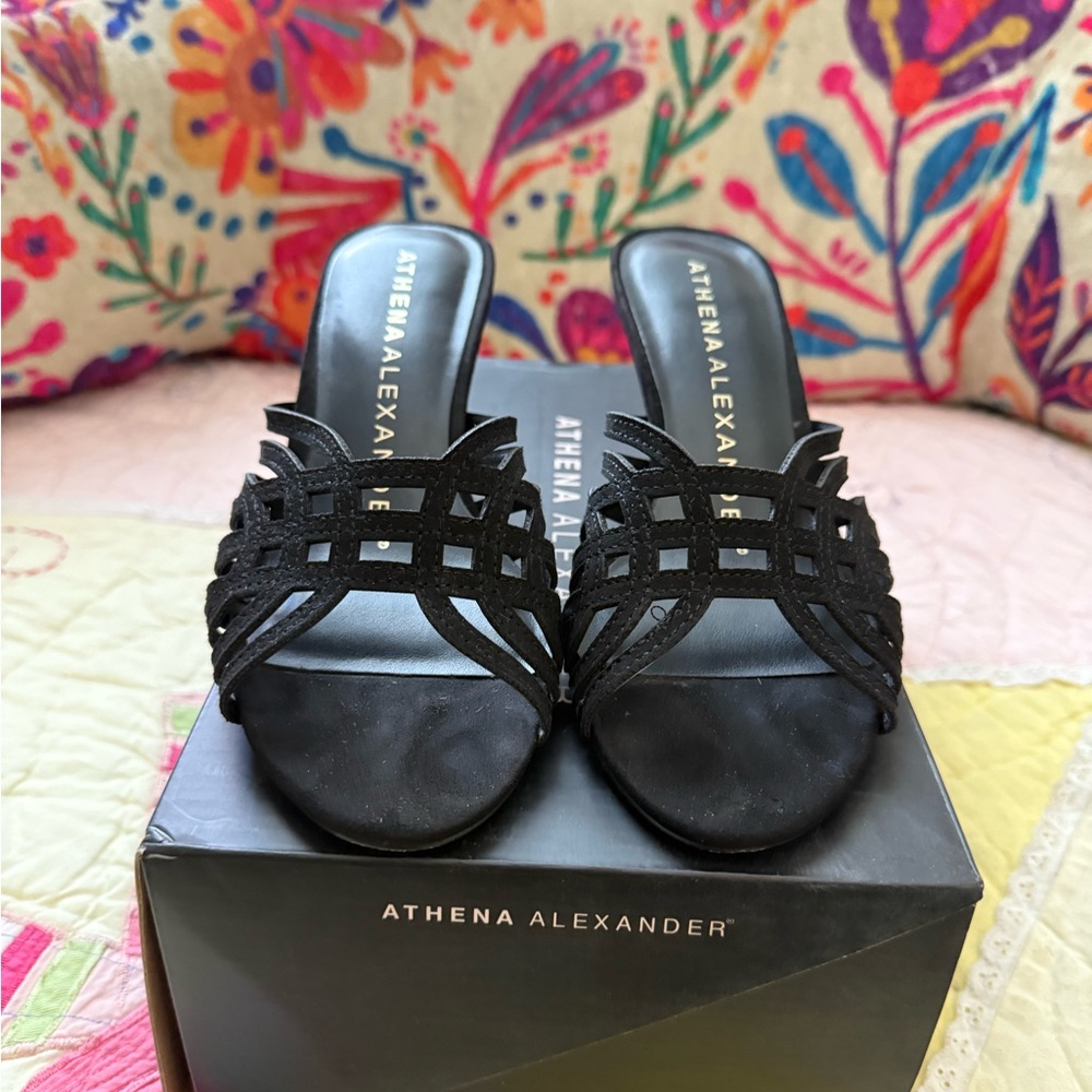 Athena Alexander Black Woven Mules